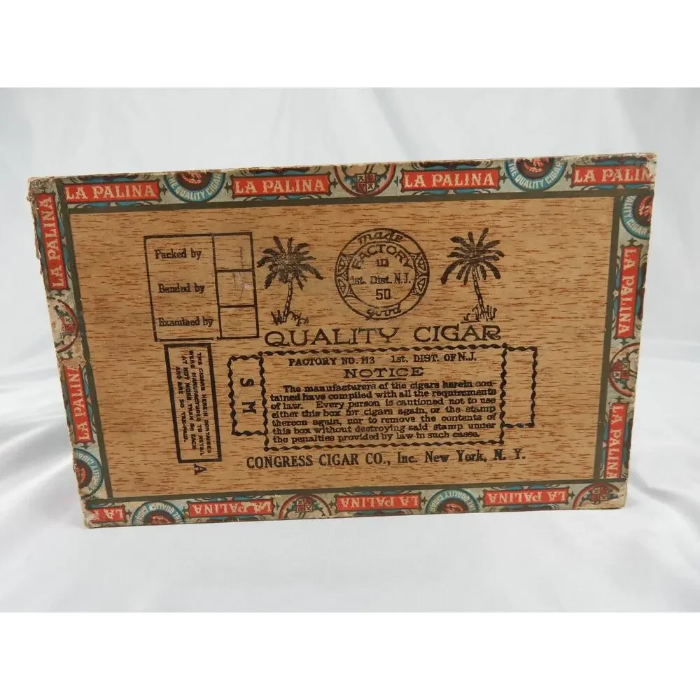Vintage La Palina Excellente Wood Cigar Box Congress Cigar Co Philadelphia
